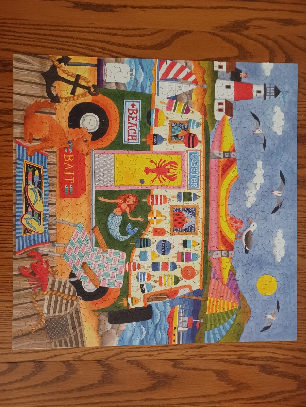 Source Unknown Orange Blue Yellow Beach-Themed Jigsaw Puzzle